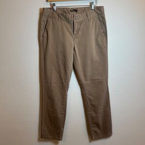 PrAna Women's Khaki Straight Leg Pants Size 10 Organic Cotton Blend Casual